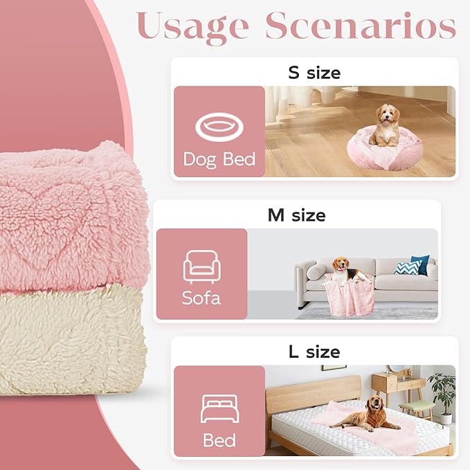 MACEVIA Dog Blankets for Medium Dogs Small Dogs Washable Pet Cat Puppy Blanket for Couch Sofa Bed Soft Fluffy Fleece Heart Throw for Pet Kitten Doggy (29x40 Inch, Light Pink) | Warm Soft Washable Pet Bed Cover, Fuzzy Puppy Pets Blanket for Dogs and Cat...