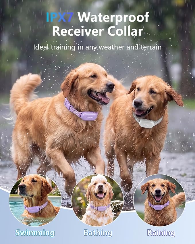 PATPET 2 Dog Training Collar - Dog Shock Collar with Remote Control 4000FT IPX7 Waterproof Rechargeable Shock Collar for Dogs Small Medium Large, 3 Training Modes (Beep/Vibration/Shock) E-Collar