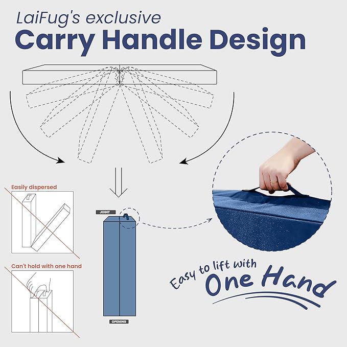 Laifug Foldable Waterproof Dog Bed for Large Dogs - Outdoor Orthopedic Dog Bed with Washable Removable Cover, Pet Mattress with Handles,Navy Blue, (36 x 27 x 3.5, inches)