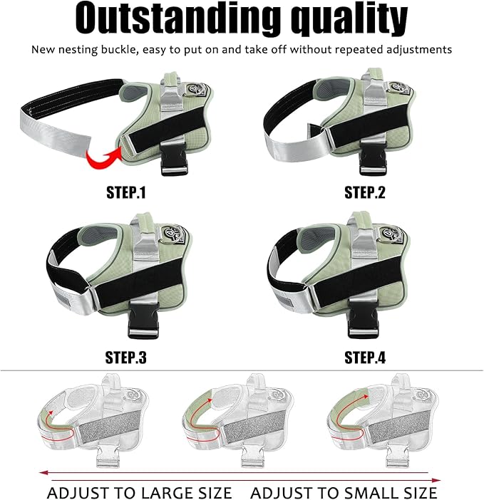 Dog Harness, No-Pull Reflective Dog Vest, Breathable Adjustable Pet Harness with Handle for Outdoor Walking - No More Pulling, Tugging or Choking
