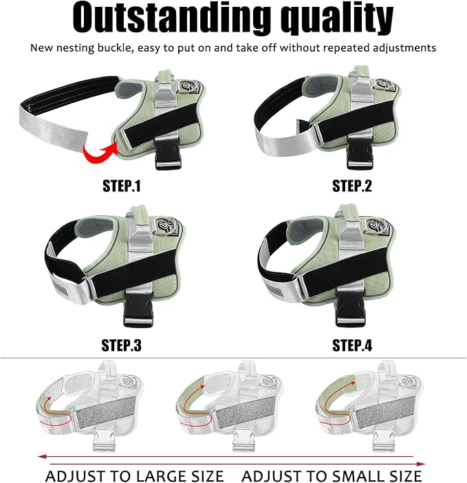 Dog Harness, No-Pull Reflective Dog Vest, Breathable Adjustable Pet Harness with Handle for Outdoor Walking - No More Pulling, Tugging or Choking