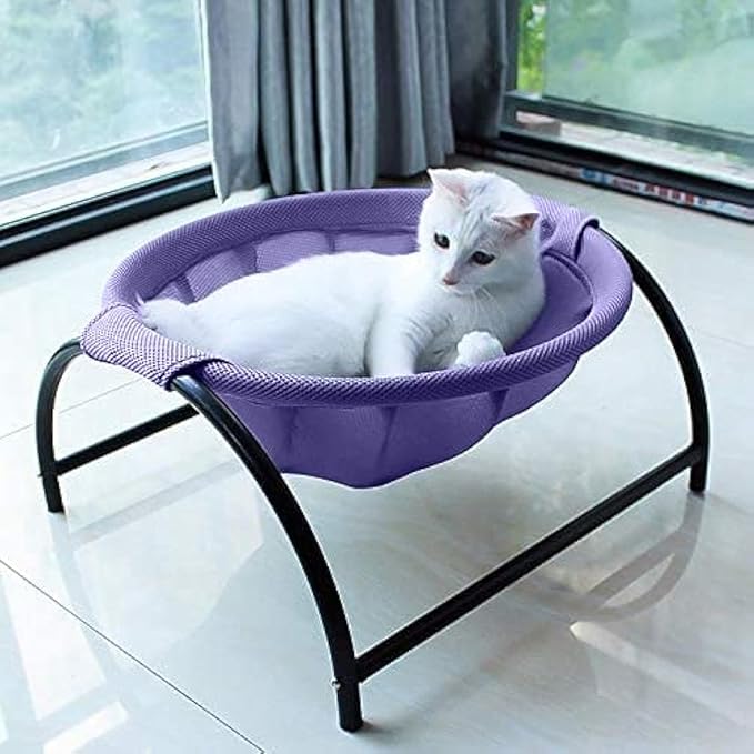 JUNSPOW Cat Bed Dog Bed Pet Hammock Bed Cat Sleeping Cat Supplies Pet Supplies Whole Wash Stable, Detachable & Breathable, Easy Assembly Indoors Outdoors, 16.9 in x 16.9 in x 9.5 in