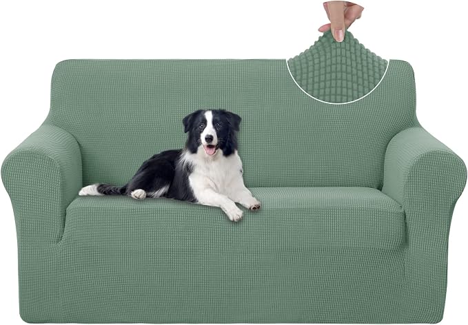 U-NICE HOME Loveseat Cover Stretch Couch Cover Sofa Cover Sofa Slipcover Furniture Protector for 2 Cushion Couch Sofa Pet Friendly(Loveseat, Cyan)