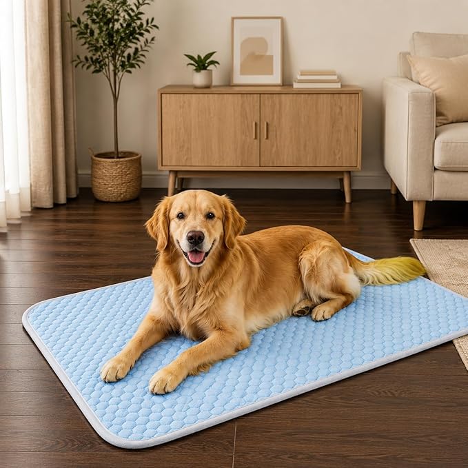 GOLOPET Large Dog Cooling Mat Ice Crystal Heat Dissipation, 47x30in | Ice Crystal Structure,Cooling Fabric,Reinforced Design,Non-Slip Bottom
