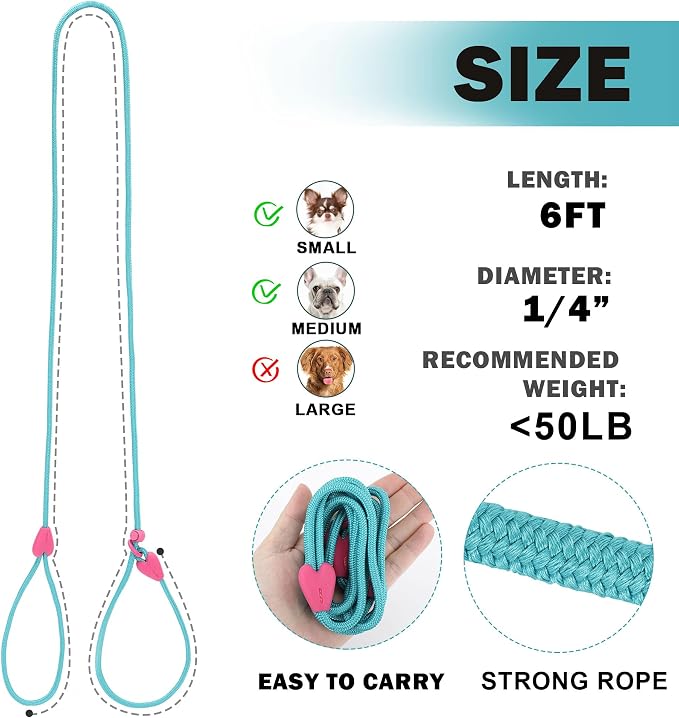 Slip Lead No Pull Dog Leash Slip Leads for Dogs Puppy Leash 6FT Slip Leash for Dogs Dog Lead with 6 Colors Strong Nylon Dog Training Leash Dog Leash (Green)