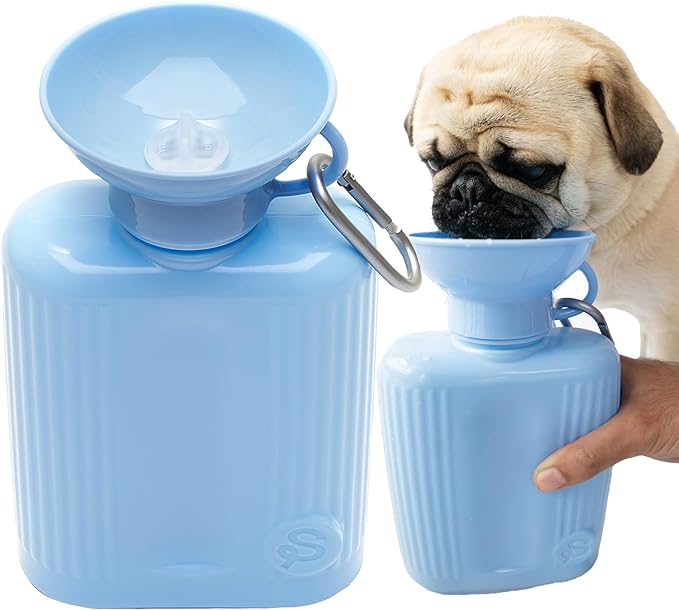 Springer Dog Water Bottle | Large Capacity Drinking Feeder Dispenser for Dogs & Puppies | As Seen on Shark Tank | Leak-Proof Bowl | BPA-Free | Outdoor Walking, Hiking & Camping | 44oz Blue