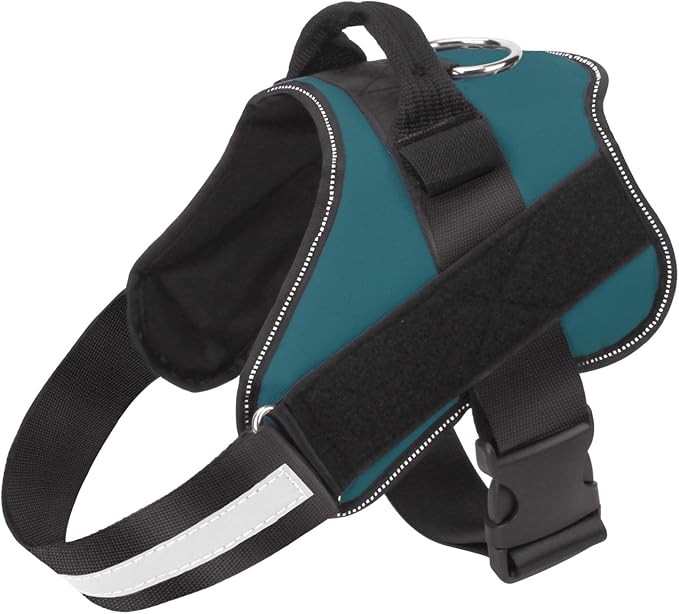 Dog Harness, No-Pull Reflective Dog Vest, Breathable Adjustable Pet Harness with Handle for Outdoor Walking - No More Pulling, Tugging or Choking (Turquoise, L)