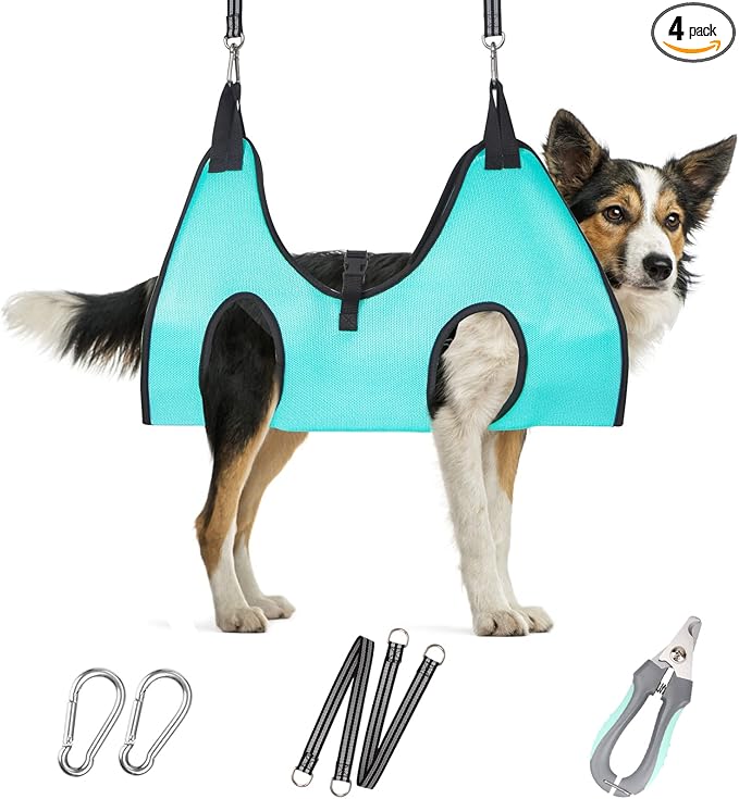 ATESON Dog Grooming Hammock - Upgrade Pet Grooming Harness for Nail Trimming (L 50lb), Dog Sling for Nail Clipping, Dog Hanging Holder Hanger for Cutting Nail with Nail Clippers