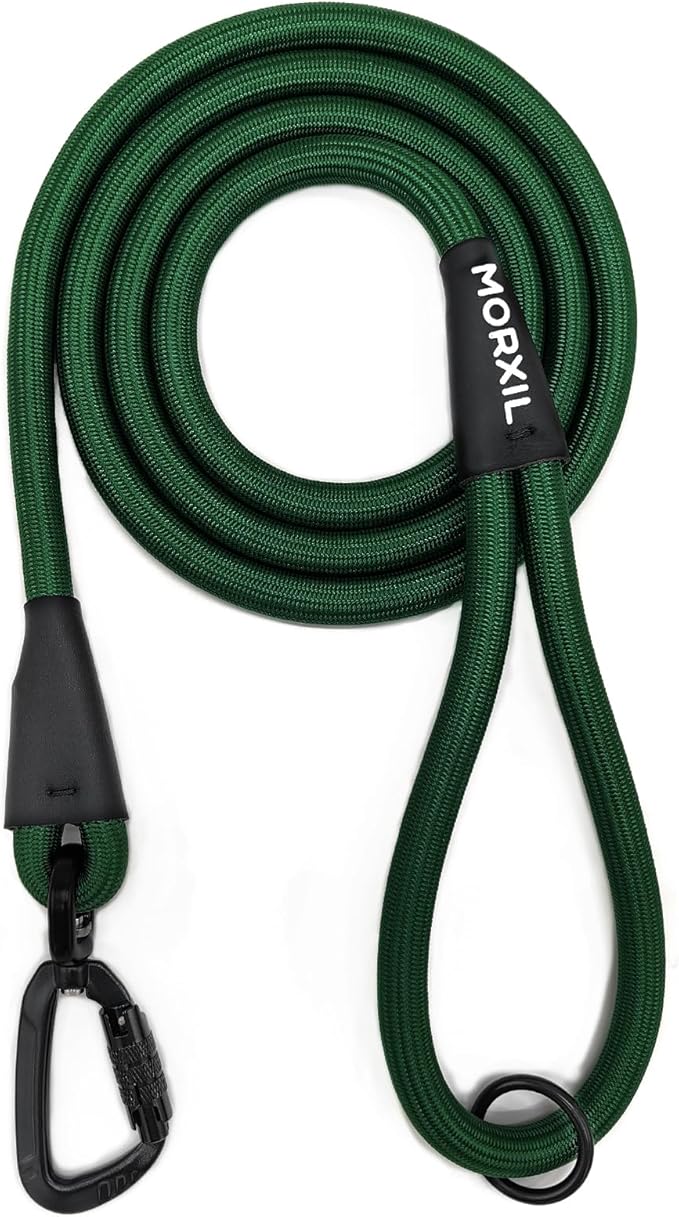 Rope Dog Leash, 6 Foot Heavy Duty Dog Leash with Aviation Aluminum Auto Locking Carabiner, Strong Nylon Pet Lead for Small, Medium, Large Dogs (Dark Green, 6FT)