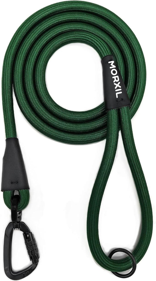 Rope Dog Leash, 6 Foot Heavy Duty Dog Leash with Aviation Aluminum Auto Locking Carabiner, Strong Nylon Pet Lead for Small, Medium, Large Dogs (Dark Green, 6FT)