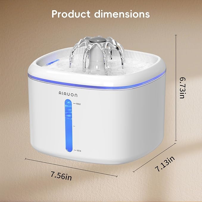 Cat Water Fountain,84oz/2.5L Pet Cat Fountain – Ultra Quiet Upgraded Automatic Pet Water Dispenser with 8 Replaceable Filters, Indoor Cat & Dog Drinking Bowl (Cat Fountain+8 Filters)