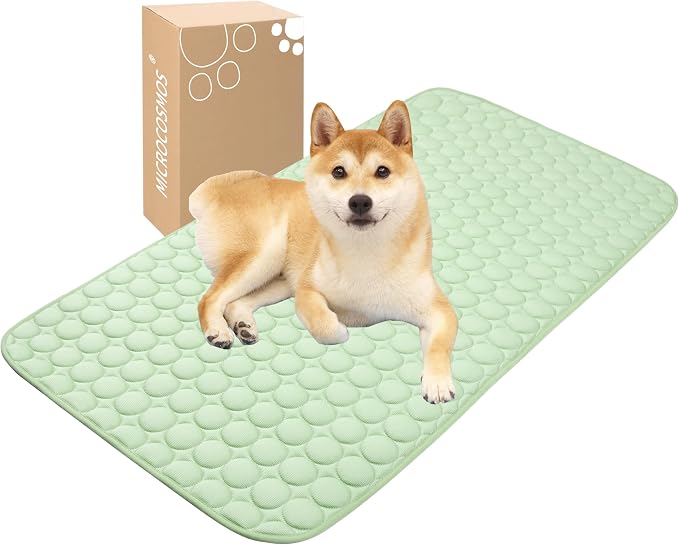 MICROCOSMOS Summer Cooling Mat & Sleeping Pad- Water Absorption Top, Materials Safe, Easy Carry, EZ Clean. Keep Cooling for Pets, Kids and Adults.(Green, 48" x24")