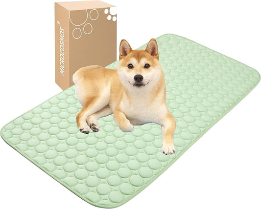MICROCOSMOS Summer Cooling Mat & Sleeping Pad- Water Absorption Top, Materials Safe, Easy Carry, EZ Clean. Keep Cooling for Pets, Kids and Adults.(Green, 48" x24")