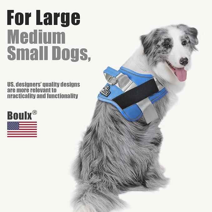 Dog Harness, No-Pull Reflective Dog Vest, Breathable Adjustable Pet Harness with Handle for Outdoor Walking - No More Pulling, Tugging or Choking