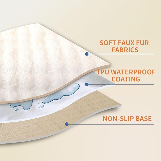 Waterproof Dog Bed Cover Non Slip Couch Covers for Dogs Washable Soft Faux Fur Sofa Cover Couch Covers for 3 Cushion Couch Sofa Pet Friendly (Off White)