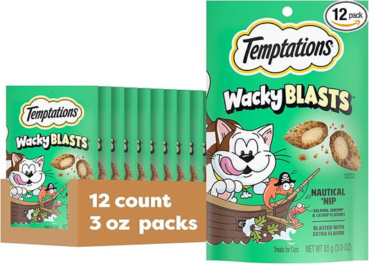 Temptations Wacky Blasts Cat Treats, Nautical Nip’ Flavor, 3 oz. Pouch (Pack of 12)