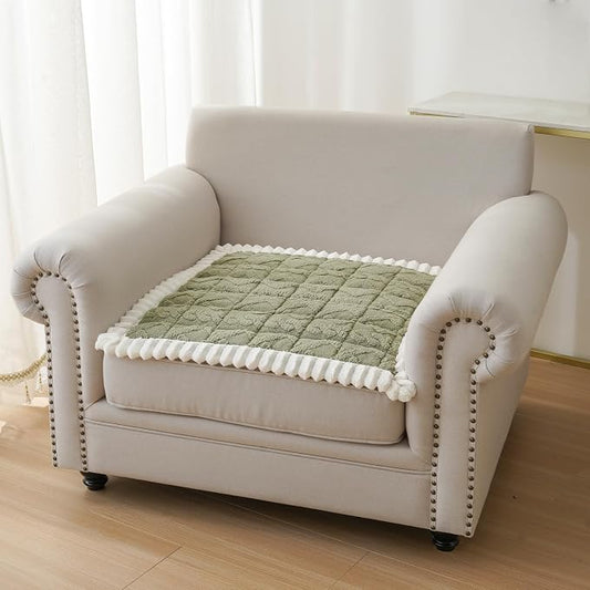 Fuzzy Couch Covers for Dogs, Non Slip Thick Dog Couch Cover Protector, Plush Pet Couch Covers for Sofa Washable, Soft Sofa Cushion Slipcovers Pet Friendly(1PC, Green, 27.6”x27.6”)