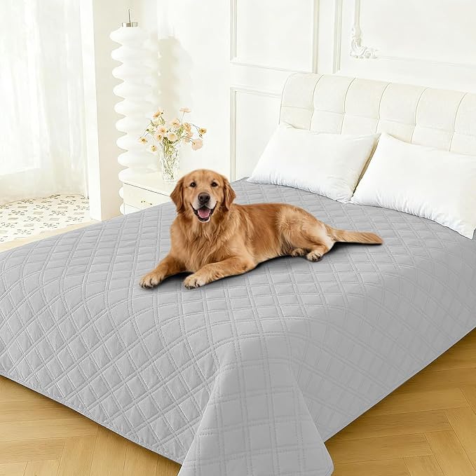 Waterproof Dog Bed Cover Pet Blanket, Soft Couch Cover for Dogs Washable, Non-Slip Dog Blanket Protect Furniture Couch Sofa Car for Puppy Large Dogs Cat (40x50 Inch, Light Grey)