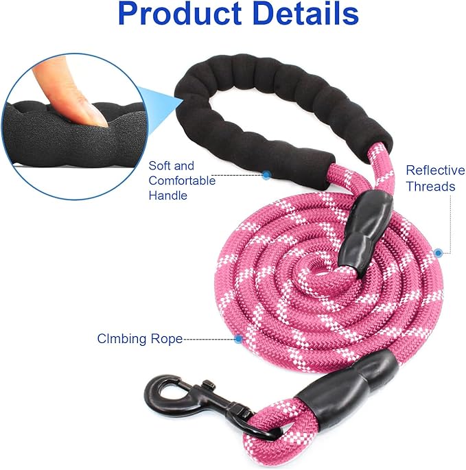 MingXpets Double Dog Leash, Dual Dog Leash, 360° Swivel Tangle Free Bungee Walking Training for Large Medium Dogs, Shock Absorbing Bungee Reflective for Two Dogs, 18~120 lbs, Pink
