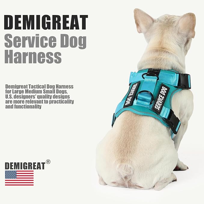 Service Dog Harness, Reflective Dog Vest Harness with 5 PCS Patches, Adjustable Soft Oxford Pet Harness, Inner Layer Mesh, Easy to Control for Small Medium Large Dogs