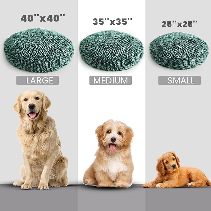 Muddy Mat® Cloud K-9 Bed for Dogs & Cats, Soft & Relaxing Donut Dog Bed, Chenille Material, Removable Cover, Washable & Dryer Safe–Seafoam Green Small(25'x25')