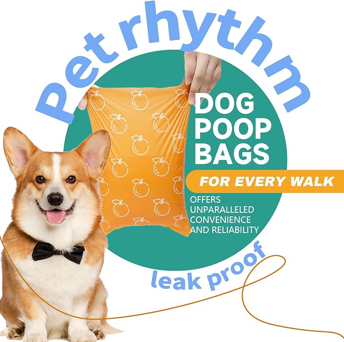 Citrus Scented Dog Poop Bags - 120 counts Orange Pet Waste Bags with Dispensers, Extra Large 13x9 Inch Leak-Proof Fragrance Bags for Dogs Walking and Cat Litter