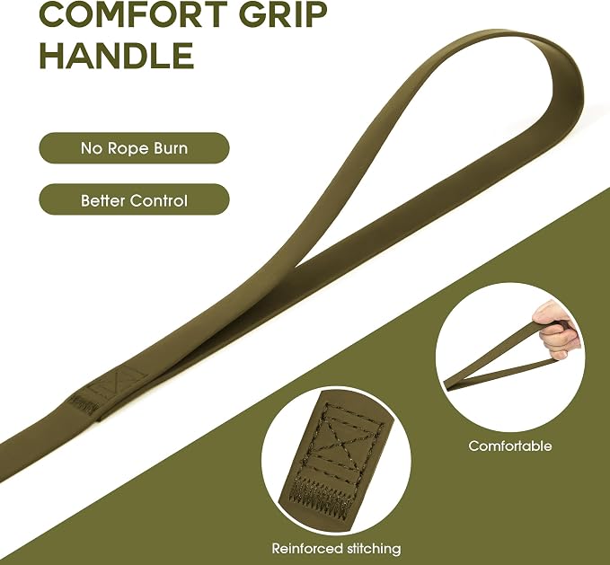 Wolfone 40ft Army Green Long Leash - Waterproof Training Dog Leash for Recall, Swimming, Camping, Beach, Hunting, Walking