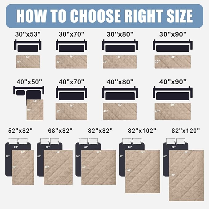 Smiry Waterproof Dog Bed Cover Pet Blanket, Soft Washable Dog Blanket for Furniture Bed Couch Sofa Reversible, Checkered (30"x70", Taupe/Beige)