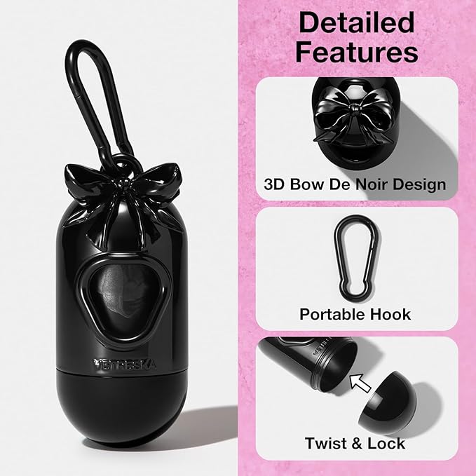 VETRESKA Dog Poop Bags with Dispenser, Leak Proof and Extra Thick Pet Waste Bags for Dog Walking and Cat Litter, Rose & Honey Scented, 105 Count