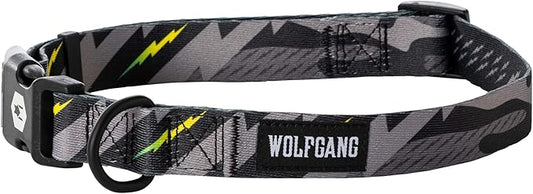 Wolfgang Heavy Duty, Adjustable Dog Collar with Quick Release Nylon Buckle for Walking & Training, DarkSkies Print, Medium