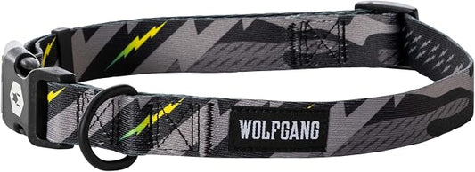 Wolfgang Heavy Duty, Adjustable Dog Collar with Quick Release Nylon Buckle for Walking & Training, DarkSkies Print, Large