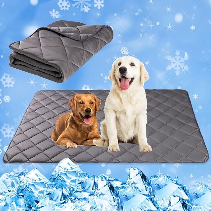 Paw Legend Dog Cool Mat for Dogs & Cats - Cool Tech Fabric, Washable Dog Sleeping Pad for Kennel, Sofa, Floor, Car Seats - Summer Cooling Blanket, Large
