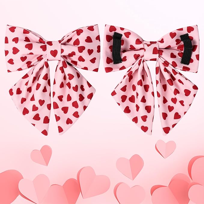Valentine's Dog Collar & Bow Tie Set,UP URARA PUP Soft & Comfortable Pet Collar with Premium Plastic Buckle for Small, Medium, Large Dog,XS