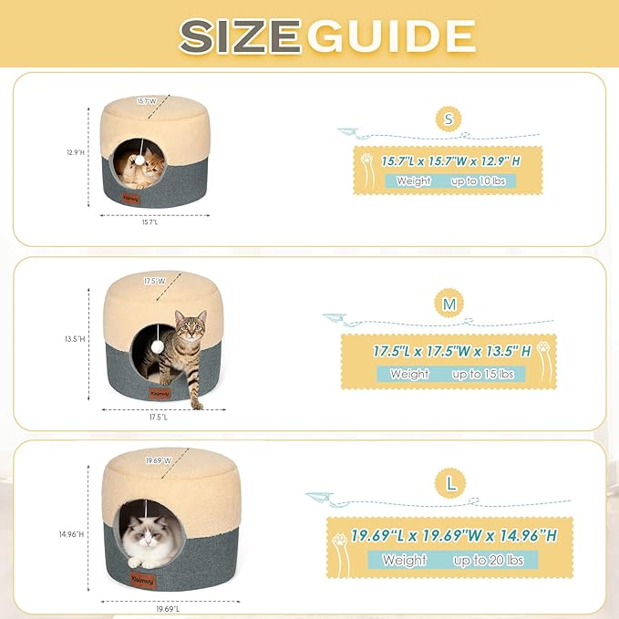 2-in-1 Cat Cave Bed & Lounger with Reversible Plush Cushion, Cat Bed for Indoor Cats, Foldable Anti-Slip Cat House - Calming Cozy Hideaway for Kitten &Small Cats with Anxiety Relief, 15.7in
