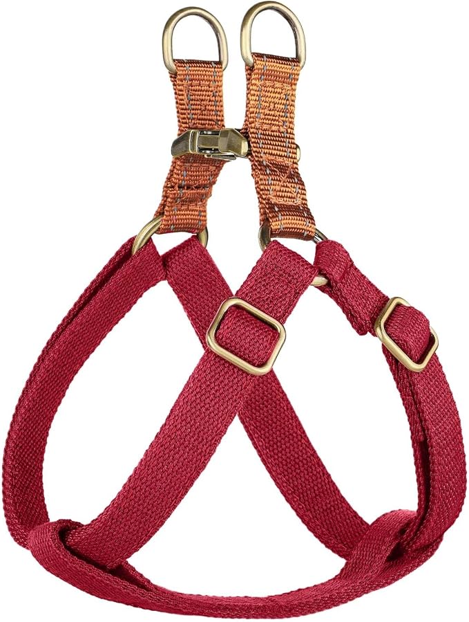 Didog Step in Dog Harness with Metal Buckles, Freedom Nylon Dog Halter Vests for Small Dogs Easy Walking Training(S:Chest 13-22", Red)