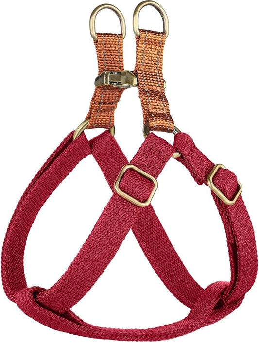 Didog Step in Dog Harness with Metal Buckles, Freedom Nylon Dog Halter Vests for Small Dogs Easy Walking Training(S:Chest 13-22", Red)