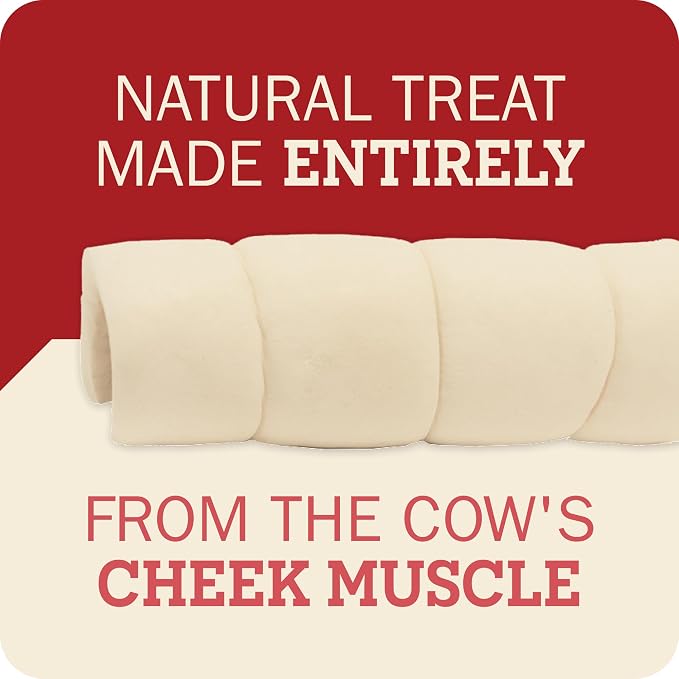 Redbarn Pet Products All-Natural Large Beef Cheek Rolls for Dogs, Uncoated - Single Ingredient Grain-Free Chew Treat Naturally Rich in Collagen - No Artificial Preservatives - Pack of 4