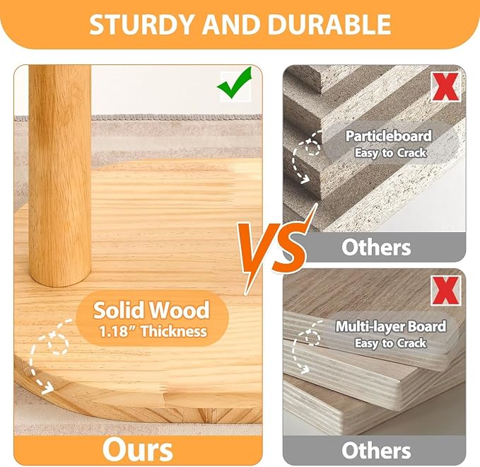 HITTITE Solid Wood Cat Tree Tower with Scratching Post, 61 Inches Tall Cat Towers with Capsule and Condo, Modern Cat Tower with Hammock and Removable Top Bed for Indoor Cats.White