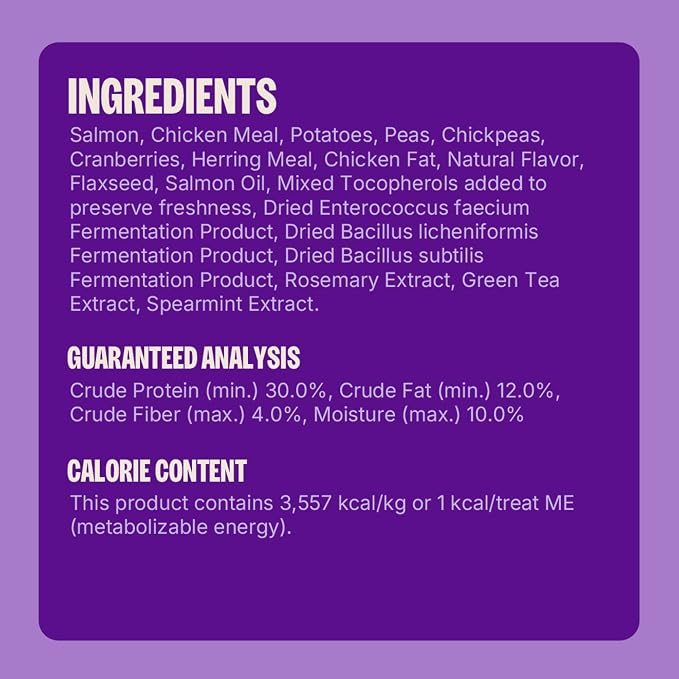 Wellness Kittles Crunchy Cat Treats, All Lifestages, Kitten to Senior, Natural, Grain Free, Salmon and Cranberry Flavor, 2 oz Bag