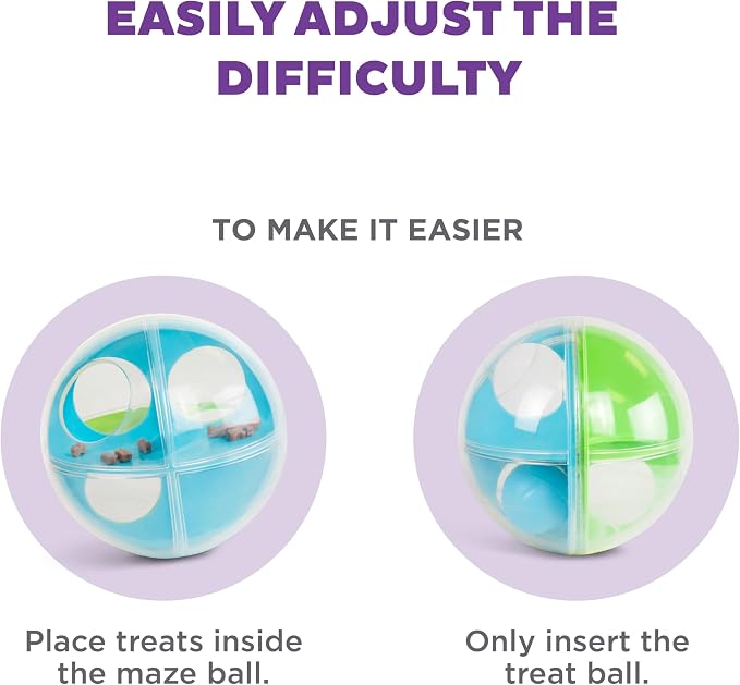 Outward Hound by Nina Ottosson A-Maze Ball Dog Treat Puzzle Ball, Level 2 Intermediate, 8.46" Diameter, Green