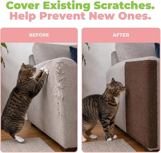 Best Pet Supplies Catify Cat Scratcher, Fun Interactive Scratchers, Posts, Poles, Claw Safe, Furniture Saver Indoor Play Support Natural Cat Behaviors Heavy Duty - Brown Mat - L: 39"