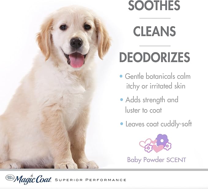 Four Paws Magic Coat Gentle Tearless Soothing Aloe Vera Puppy Shampoo, Gentle Deodorizing Shampoo for Puppies, Baby Powder Scent, 16 Ounce