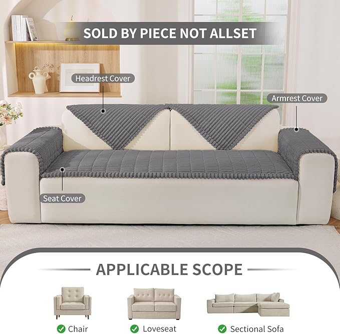 Fuzzy Pet Couch Covers for Dogs Washable, Thick Couch Covers for 3 Cushion Sofa Pet Friendly, Non Slip Plush Dog Couch Cover for for Sectional, Loveseat (Charcoal Gray, 27.6" x 71")
