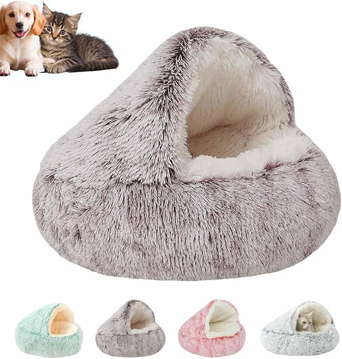 Cozy Cocoon Pet Bed for Dogs,Dog Bed with Hood,Small Dog Bed with Cover Cave,Cozy Cave Pet Beds for Small Medium Large (Coffee, X-Large)