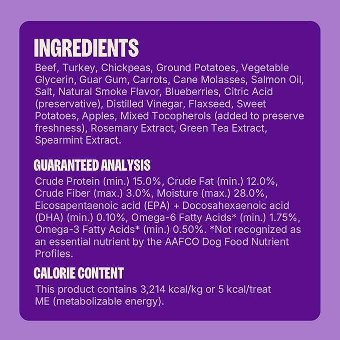 Wellness CORE Brainiac Soft Puppy Training Treats, Natural, Grain Free, Beef and Turkey Recipe, 5 oz Bag