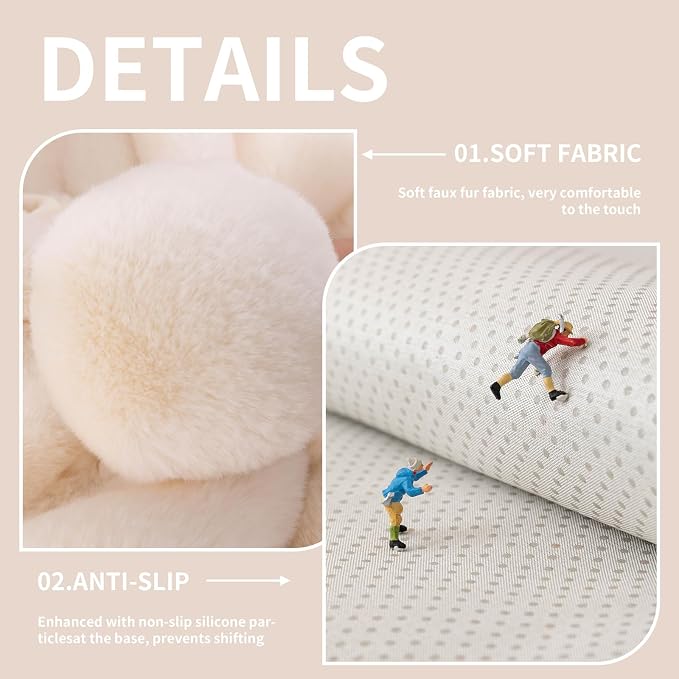 Faux Fur Couch Cover, Soft Warm Plush Sofa Couch Cover, Non Slip Sectional Sofa Slipcovers for L Shaped, Washable Furniture Protector for Kids, Dogs(White, 36"x 71")