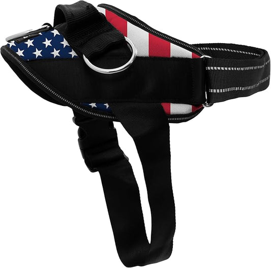 ShawnCo Essential Dog Harness, No-Pull Pet Vest with 3 Leash Clips, No Choke, Reflective, Adjustable and Padded, for Easy Walking and Training for Small, Medium and Large Dogs (Stars and Stripes, S)