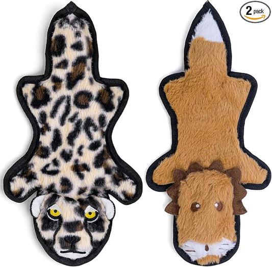 SHARLOVY No Stuffing Dog Toys Crinkle Squeaky, Long Lasting Chews for Aggressive, Durable Plush Dog Puppy Chew Toys for Teething, with 6 Tough Layers for Small Medium Large Breed