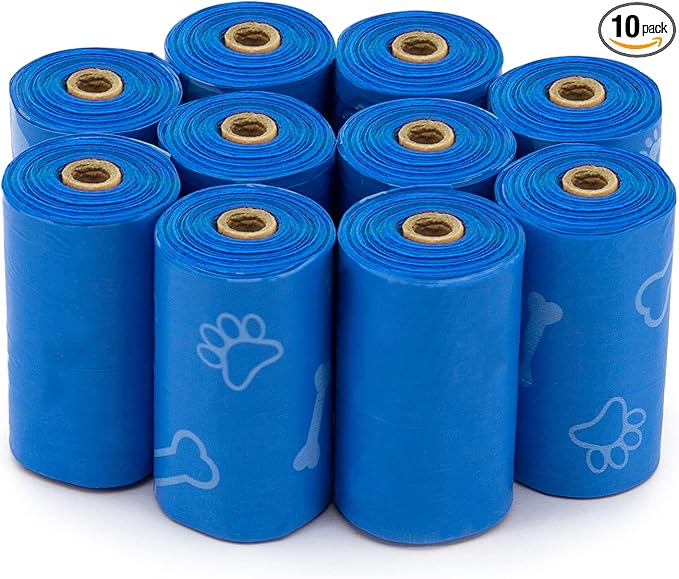 Best Pet Supplies Dog Poop Bags for Waste Refuse Cleanup, Doggy Roll Replacements for Outdoor Puppy Walking and Travel, Leak Proof and Tear Resistant, Thick Plastic - Blue (Unscented), 150 Bags