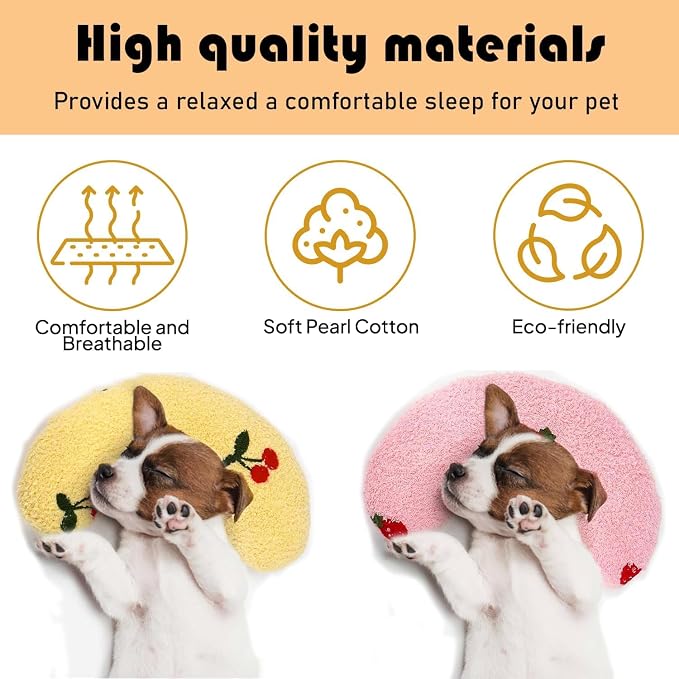U-Shaped Calming Pillow for Cats and Dogs - Super Soft Plush Fabric, Cozy Headrest, Neck Support for Deep Sleep, Kitten Headrest, Pet Bed (White)